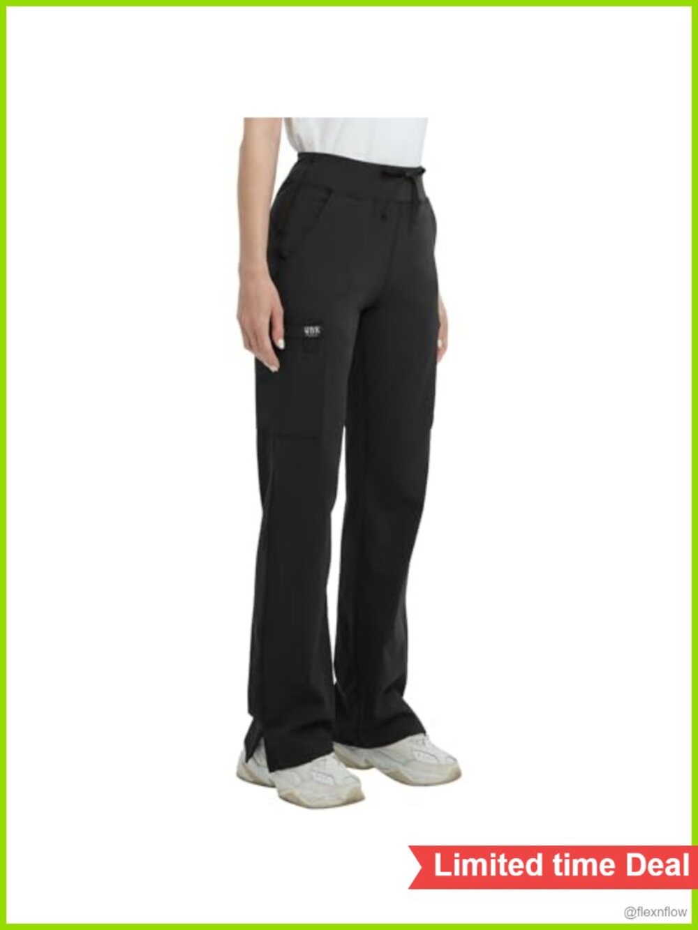 High Rise Straight Wide Leg Yoga Scrub Pants with Cargo Pocket, Anti-Wrinkle